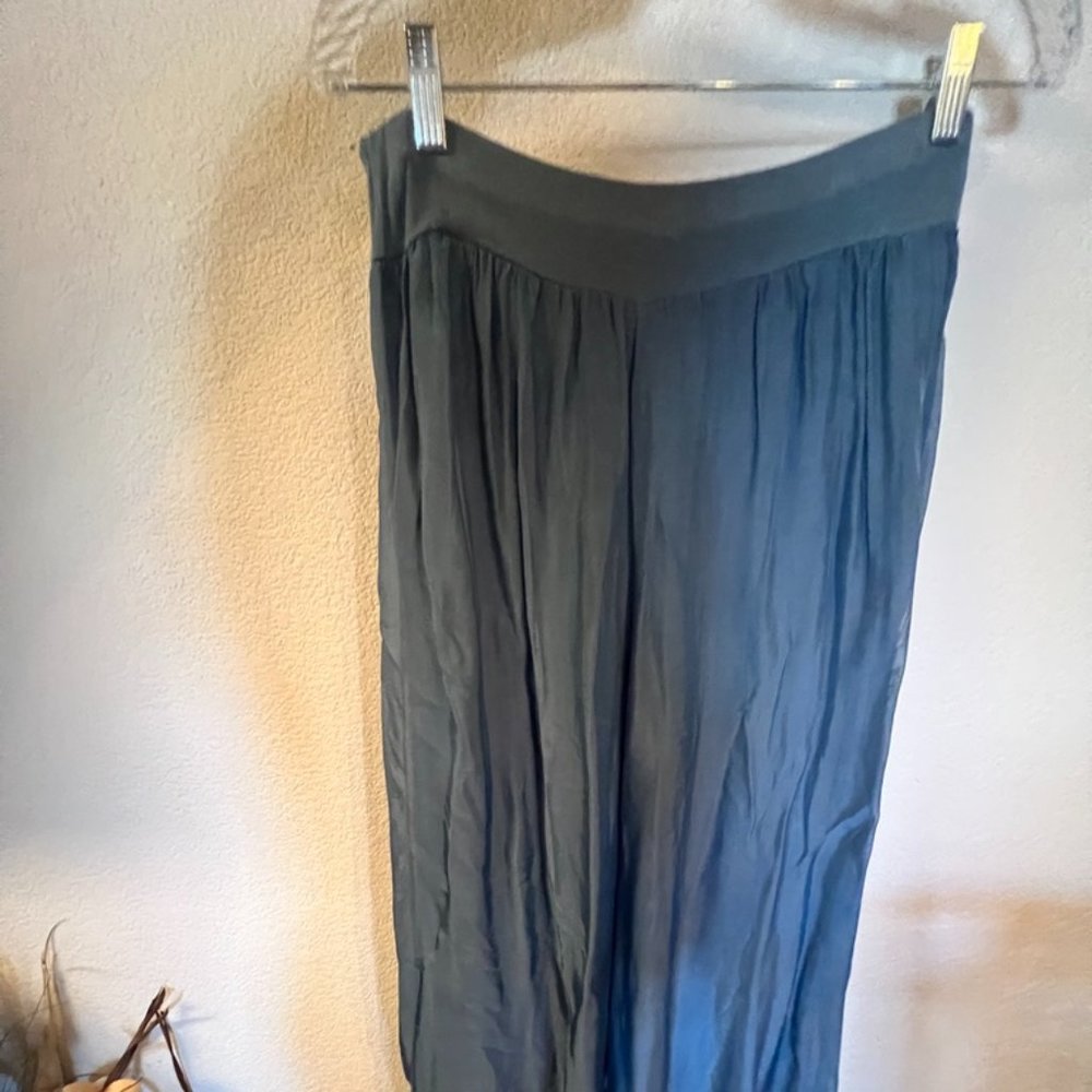 MADE IN ITALY Blue silk blend palazzo pants - Picture 3 of 3